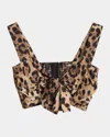 Dolce & Gabbana Bustier Top Leopard Motif Sweetheart Neckline In Brown