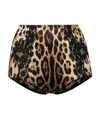 Dolce & Gabbana Lace-trimmed Leopard-print Silk-blend Satin Briefs In Black