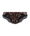 Dolce & Gabbana Animal-motif Satin Brazilian Briefs With Lace In Black