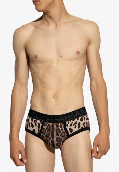 Dolce & Gabbana Leopard-print Boxer Briefs In Black