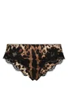 Dolce & Gabbana Animal-motif Satin Brazilian Briefs With Lace In Neutrals