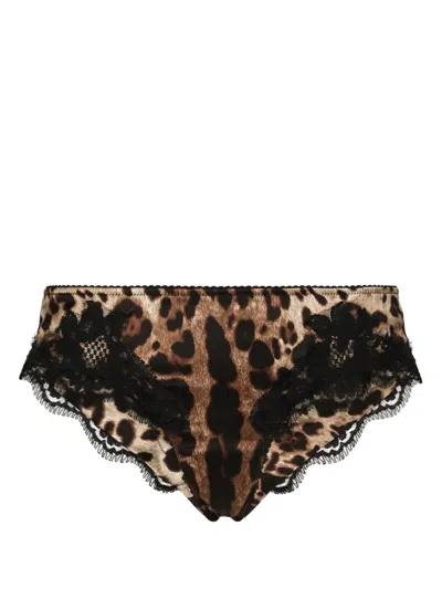 Dolce & Gabbana Leopard-print Briefs In Brown