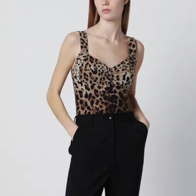Dolce & Gabbana Leopard-print Bustier In Neutral
