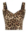 Dolce & Gabbana Leopard-print Charmeuse Bustier Top