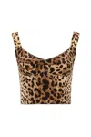 Dolce & Gabbana Leopard-print Charmeuse Bustier Top In Black