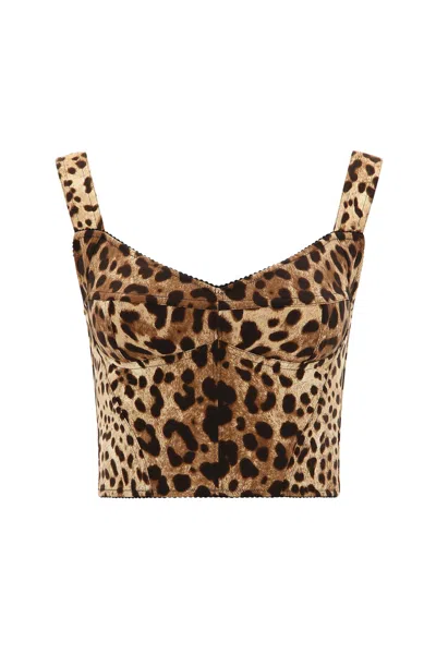 DOLCE & GABBANA DOLCE  GABBANA ANIMAL PRINT CROPPED TOP