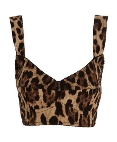 Dolce & Gabbana Leopard Print Bustier Top In Animal Print