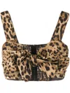 Dolce & Gabbana Bustier Top Leopard Motif Sweetheart Neckline In Brown