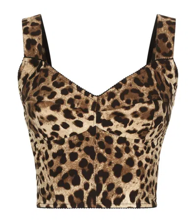 Dolce & Gabbana Leopard Print Bustier Top In Multi