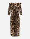 Dolce & Gabbana Leopard Print Corset Midi Dress In Animal Print