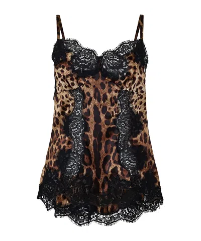 Dolce & Gabbana Leopard Print Camisole In Black