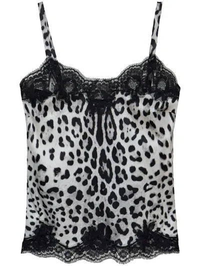 Dolce & Gabbana Leopard-print Camisole In Black