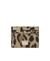 Dolce & Gabbana Calfskin Leopard Print Card Holder In Nude
