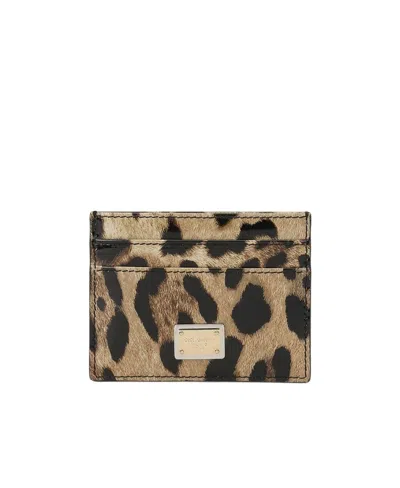 DOLCE & GABBANA DOLCE  GABBANA LEOPARD-PRINTED LOGO PLAQUE CARDHOLDER