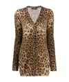 Dolce & Gabbana V-neck Long-sleeved Cardigan In Brown