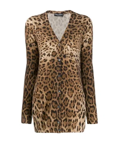 DOLCE & GABBANA DOLCE  GABBANA LEOPARD PRINTED CARDIGAN