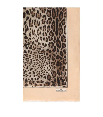 Dolce & Gabbana Leopard-print Cashmere And Modal Scarf In Beige