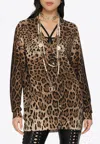 Dolce & Gabbana Leopard Print Cashmere Cardigan In Brown
