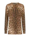 Dolce & Gabbana Leopard Print Cashmere Sweater In Brown