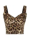 Dolce & Gabbana Leopard-print Charmeuse Bustier Top In Brown