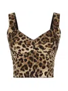 Dolce & Gabbana Leopard-print Charmeuse Bustier Top In Multi