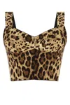 Dolce & Gabbana Printed Stretch Silk Blend Bodice In Brown
