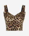 Dolce & Gabbana Leopard-print Charmeuse Bustier Top In Animal Print