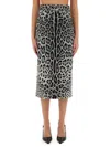 Dolce & Gabbana Leopard Print Charmeuse Longuette Skirt