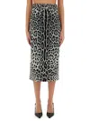 Dolce & Gabbana Leopard Print Charmeuse Longuette Skirt In Animalier