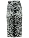 Dolce & Gabbana Leopard Print Charmeuse Longuette Skirt In Multicolor