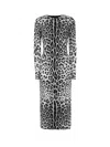 Dolce & Gabbana Leopard-print Long-sleeve Charmeuse Midi Dress In Brown