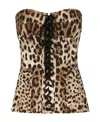 Dolce & Gabbana Leopard-print Drill Shaper Corset With Laces In Black