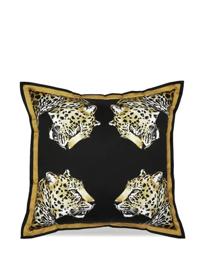 Dolce & Gabbana Leopard-print Cotton Cushion In Black