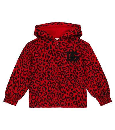 Dolce & Gabbana Kids' Leopard-print Hoodie In Red