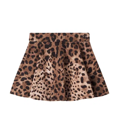 Dolce & Gabbana Kids' Leopard-print Cotton Jersey Skirt In Animal Print
