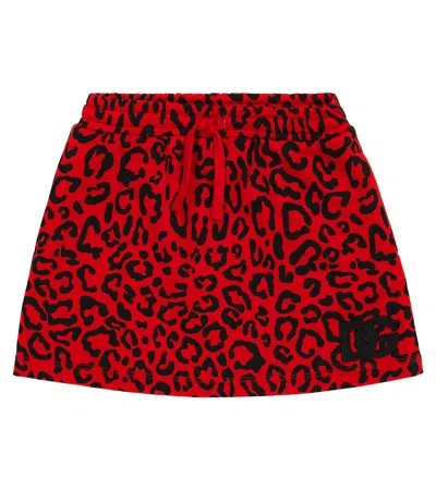DOLCE & GABBANA LEOPARD-PRINT COTTON JERSEY SKIRT