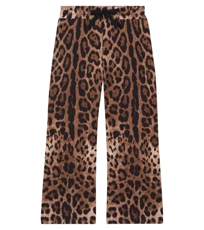 Dolce & Gabbana Kids' Leopard-print Cotton Jersey Sweatpants In Animal Print