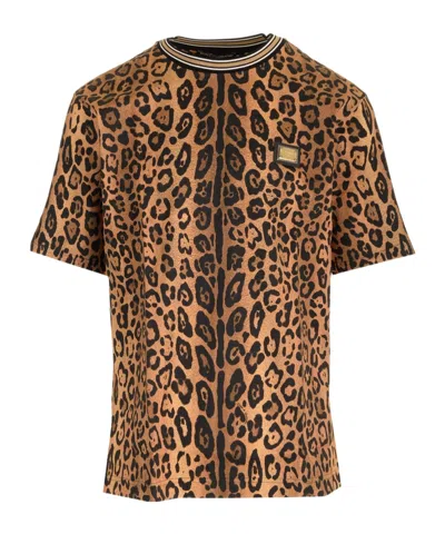 Dolce & Gabbana Leopard-print Cotton T-shirt In Black