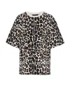 Dolce & Gabbana Crew Neck Flocked Cotton T-shirt With Animal Motif In Black