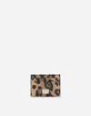 Dolce & Gabbana Leopard-print Crespo Card Holder With Branded Plate In Multicolor