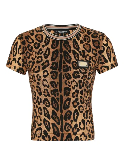 DOLCE & GABBANA LEOPARD-PRINT CREW-NECK T-SHIRT