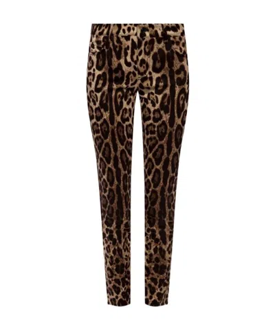 Dolce & Gabbana Leopard Print Cropped Jeans In Black