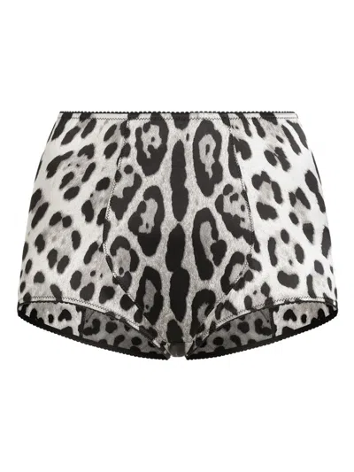 Dolce & Gabbana Leo Print Stretch Satin Briefs In Grey