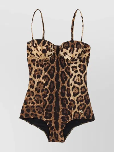 DOLCE & GABBANA LEOPARD PRINT CUT-OUT BACK SWIMSUIT