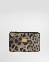 Dolce & Gabbana Leopard-print Dauphine Calfskin Card Holder In Brown