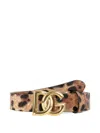 Dolce & Gabbana Leopard-print Dg Logo-buckle Belt In Brown