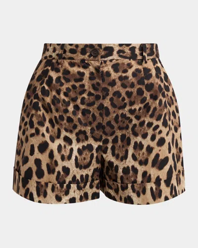 DOLCE & GABBANA LEOPARD-PRINT DOUBLE CREPE SHORTS