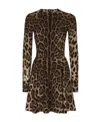 Dolce & Gabbana Leopard-print Short Dress In Black