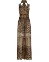 Dolce & Gabbana Print Silk Long Dress In Brown
