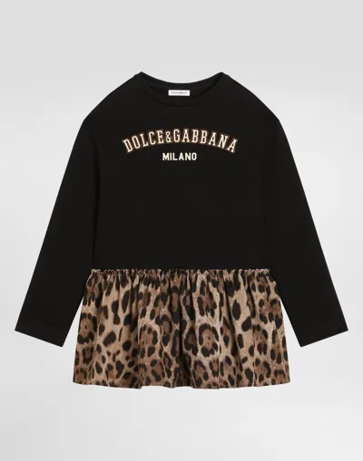 Dolce & Gabbana Kids' Leopard-print Dress In Black